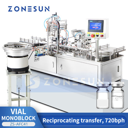 ZONESUN ZS-AFC41 Automatic Dropper Vial Bottle Filling Capping Machine for Serum & Essential Oil