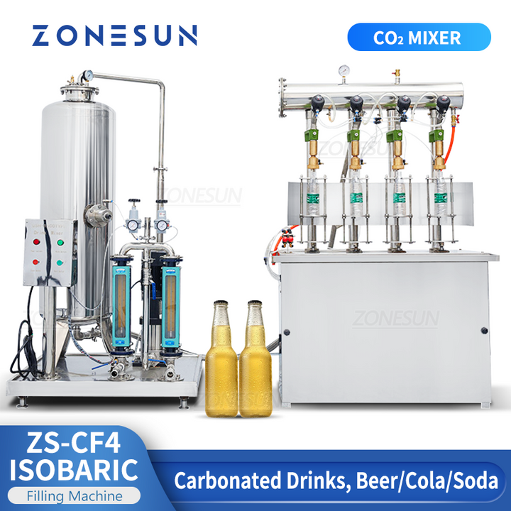 Zonesun ZS-CF4 4-Head Counter Pressure Filling Machine for Carbonated Drinks, Beer & Soda