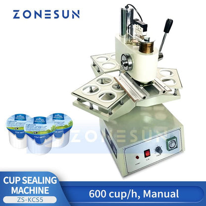 ZONESUN ZS-KCS5 Semi-Automatic Cup Sealing Machine with Custom Molds