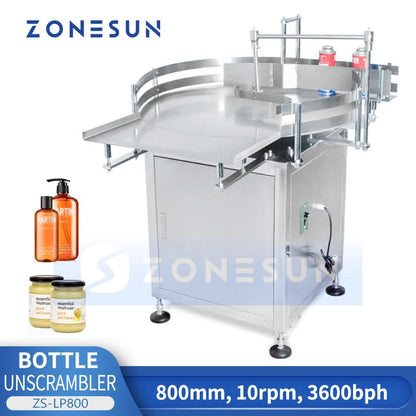 ZONESUN ZS-LP800 Bottle Unscrambler Rotary Table Sorting Feeding Machine
