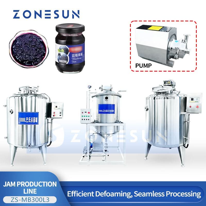 ZONESUN ZS-MB300L3 Industrial Jam Sauce Processing Tank System Mixing Vacuum Cooling