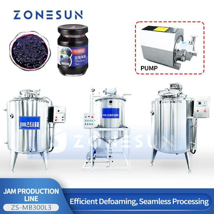 ZONESUN ZS-MB300L3 Industrial Jam Sauce Processing Tank System Mixing Vacuum Cooling