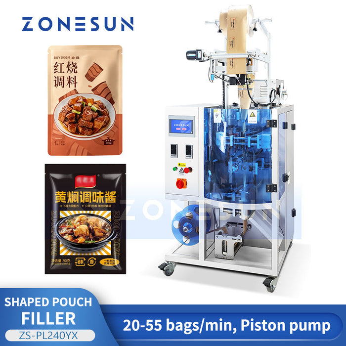 ZONESUN ZS-PL240YX Automatic Shaped Pouch VFFS Liquid & Paste Sauce Filling Sealing Machine