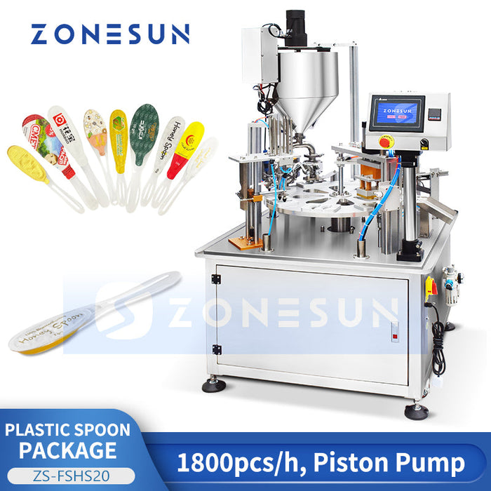 ZONESUN ZS-FSHS20 Honey Spoon, Jam & Paste Filling Sealing Machine with Rotary Star Wheel