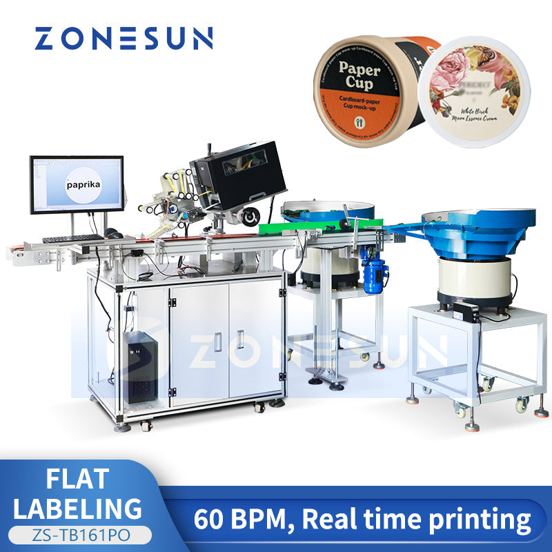 ZONESUN ZS-TB161PO Automatic High-Speed Flat Labeling Machine with Real-Time Inkjet Printing