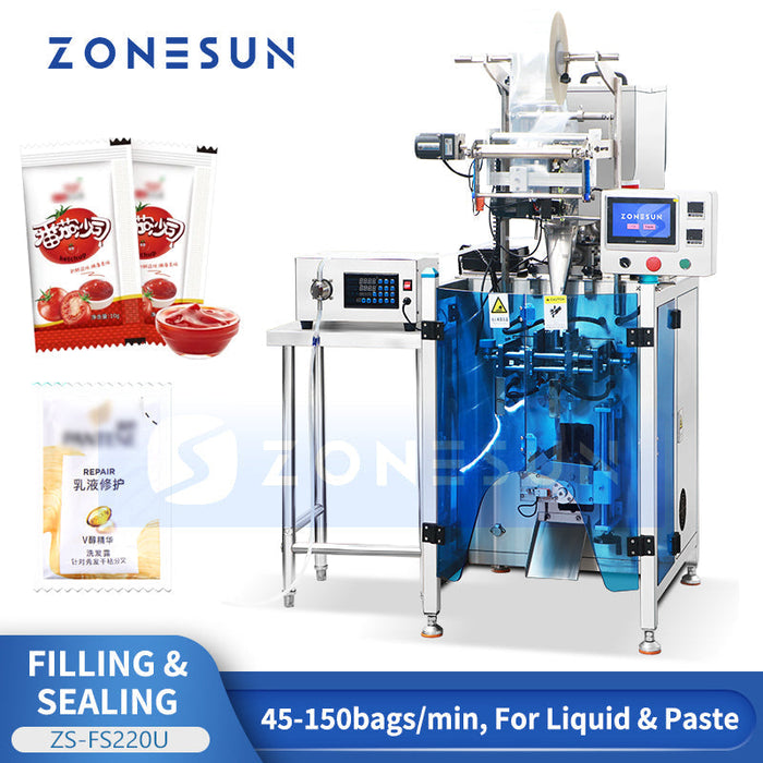 ZONESUN ZS-FS220U Automatische VFFS-Beutelverpackungsmaschine für Flüssigkeiten & Pasten