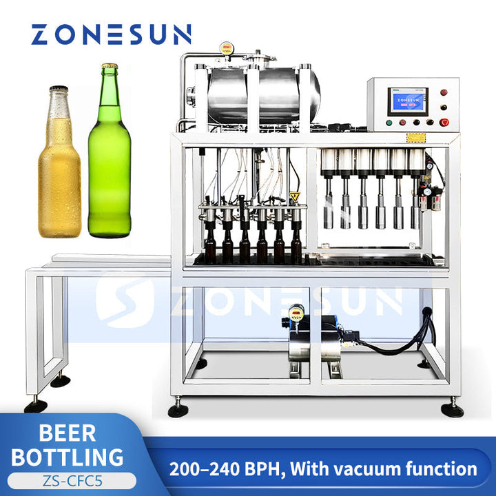 ZONESUN ZS-CFC5 Semi-Automatic Beer Bottle Vacuum Filling & Capping Machine