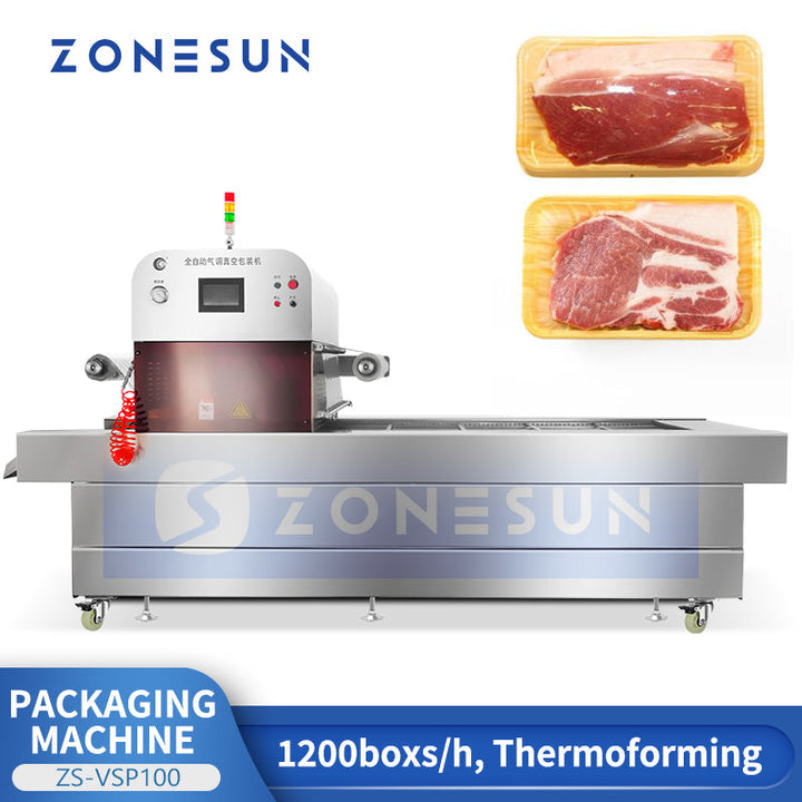 ZONESUN ZS-VSP100 Automatic Thermoforming Vacuum Skin Packaging Machine for Meat Seafood & Ready Meals