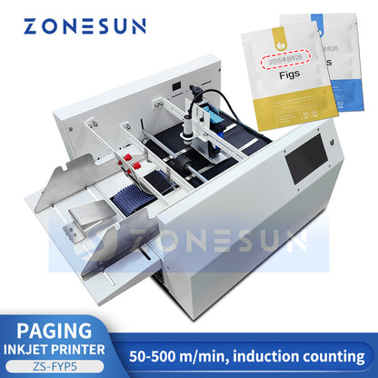 ZONESUN ZS-FYP5 Automatic Paging Coding Machine Flat Bags Cards Inkjet Coding Printer