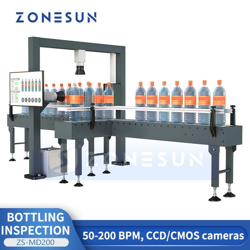 ZONESUN ZS-MD200 Automatic Vision Inspection System –Bottle Cap Liquid Level & Label Quality Control Machine