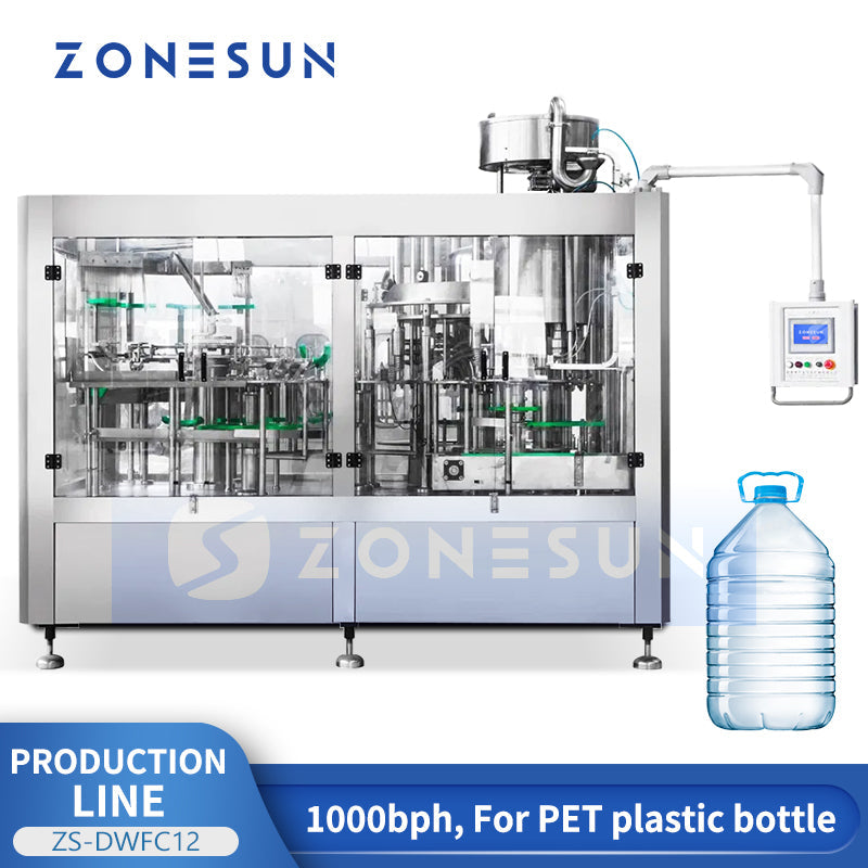 ZONESUN ZS-DWFC12 Automatic 3-in-1 Water Bottling Machine for PET Packaging