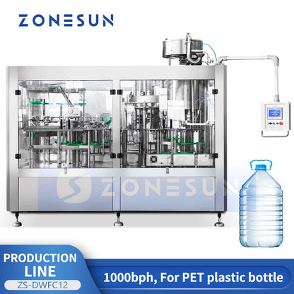 ZONESUN ZS-DWFC12 Automatic 3-in-1 Water Bottling Machine for PET Packaging