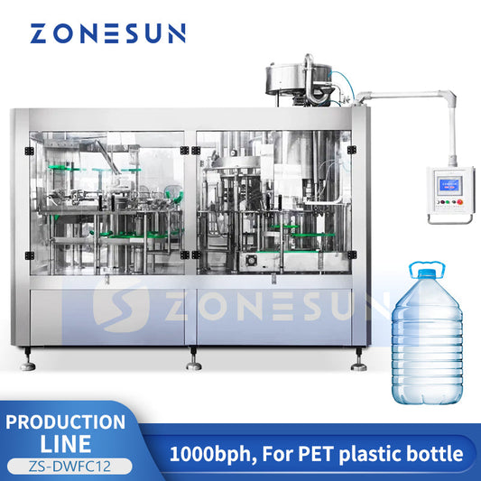 ZONESUN ZS-DWFC12 Automatic 3-in-1 Water Bottling Machine for PET Packaging