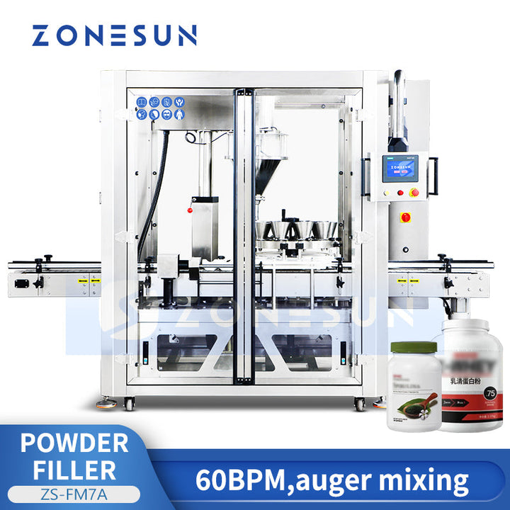 ZONESUN ZS-FM7A Automatic High Speed Rotary Powder Auger Filling Machine for Bottles and Jars