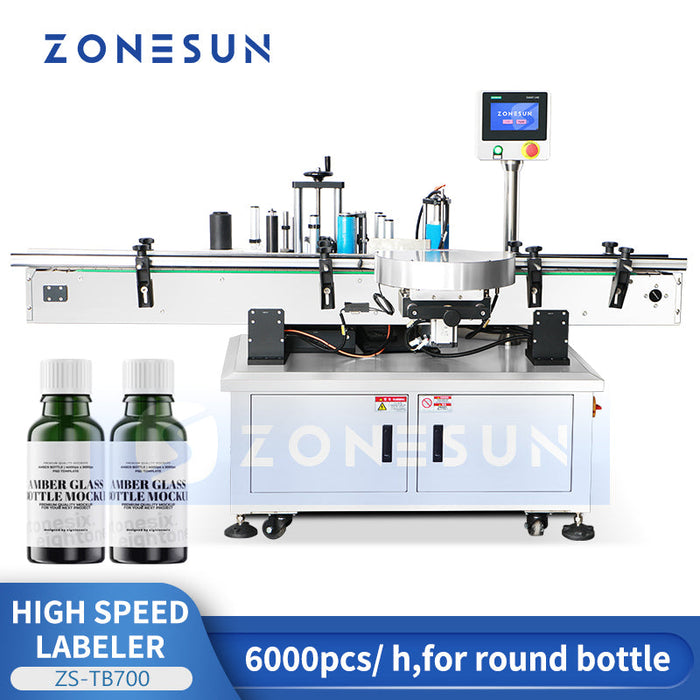 Etichettatrice automatica per bottiglie rotonde Zonesun ZS-TB700 per etichettatura avvolgente