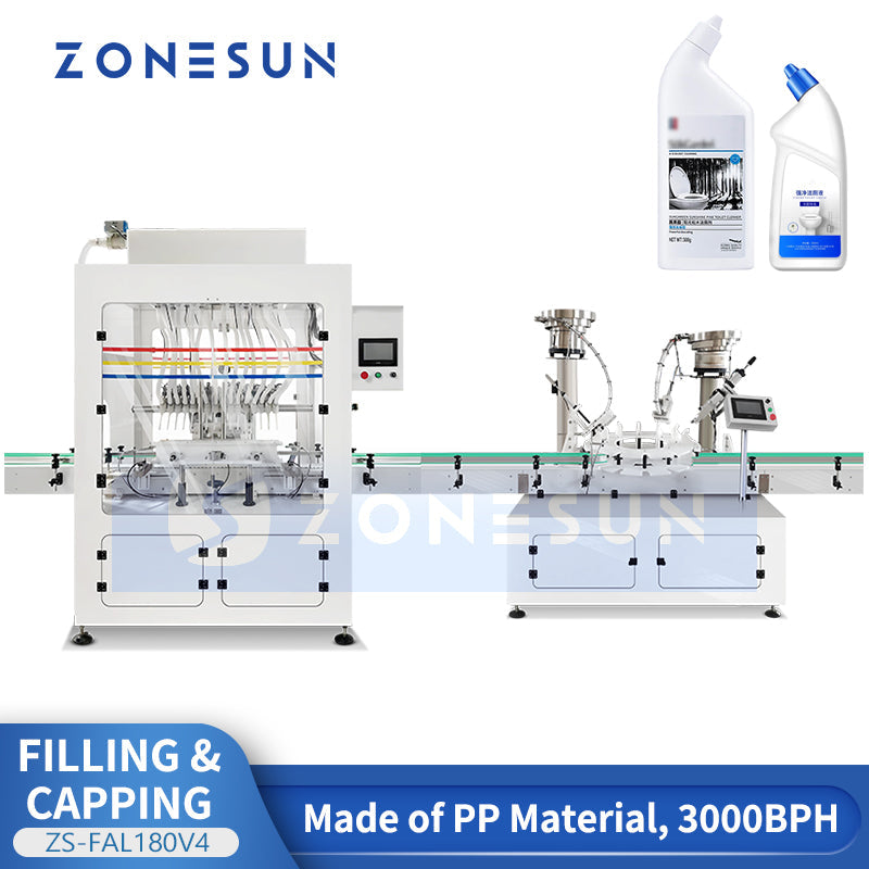 ZONESUN ZS-FAL180V4 Automatic Corrosive Liquid Filling & Capping Line for Cleaners