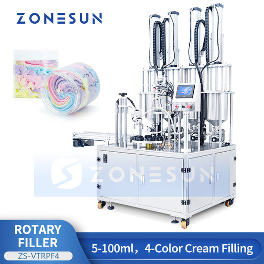 ZONESUN ZS-VTRPF4 Automatic 4-Color Cosmetic Cream Filling Machine for Jars