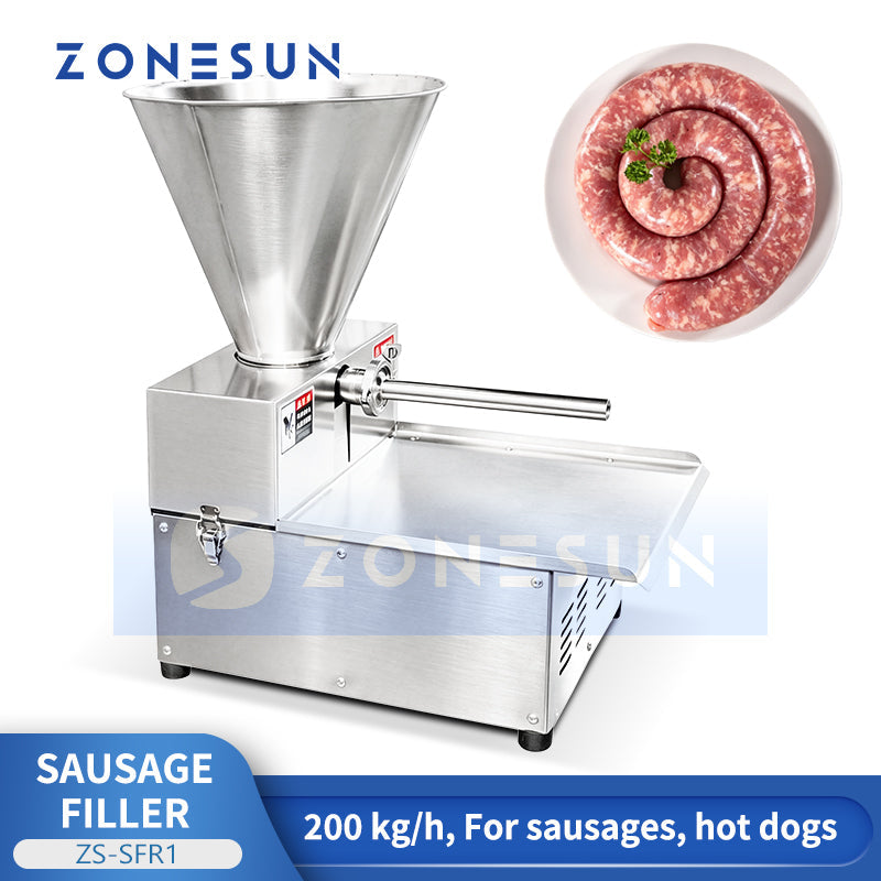ZONESUN ZS-SFR1 Commercial Electric Sausage Stuffer Machine 200kg/h - Stainless Steel Meat Filler with Foot Pedal