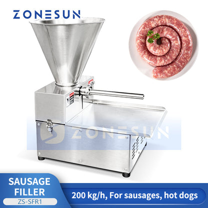 ZONESUN ZS-SFR1 Commercial Electric Sausage Stuffer Machine 200kg/h - Stainless Steel Meat Filler with Foot Pedal