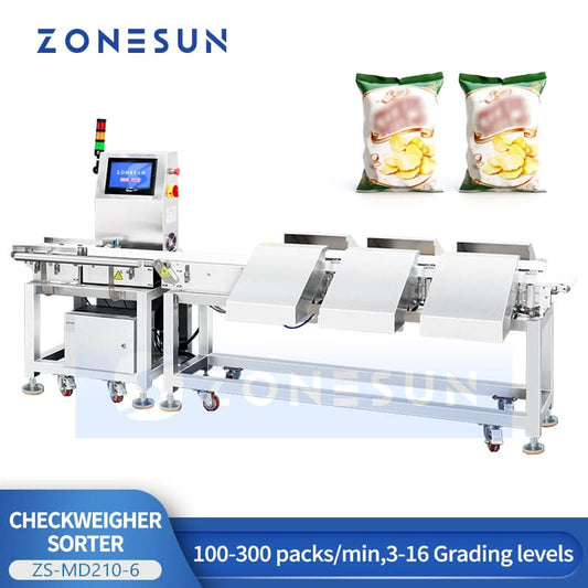 ZONESUN ZS-MD210-6 Automatic Multi-Grade Dynamic Checkweigher High-Speed Weight Sorting & Grading Machine