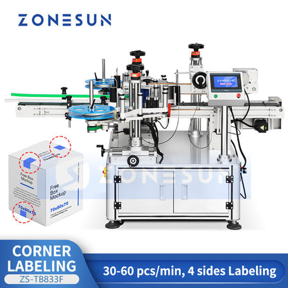 ZONESUN ZS-TB833F Corner Labeling Machine for Cosmetic Box Security Sealing Labeler
