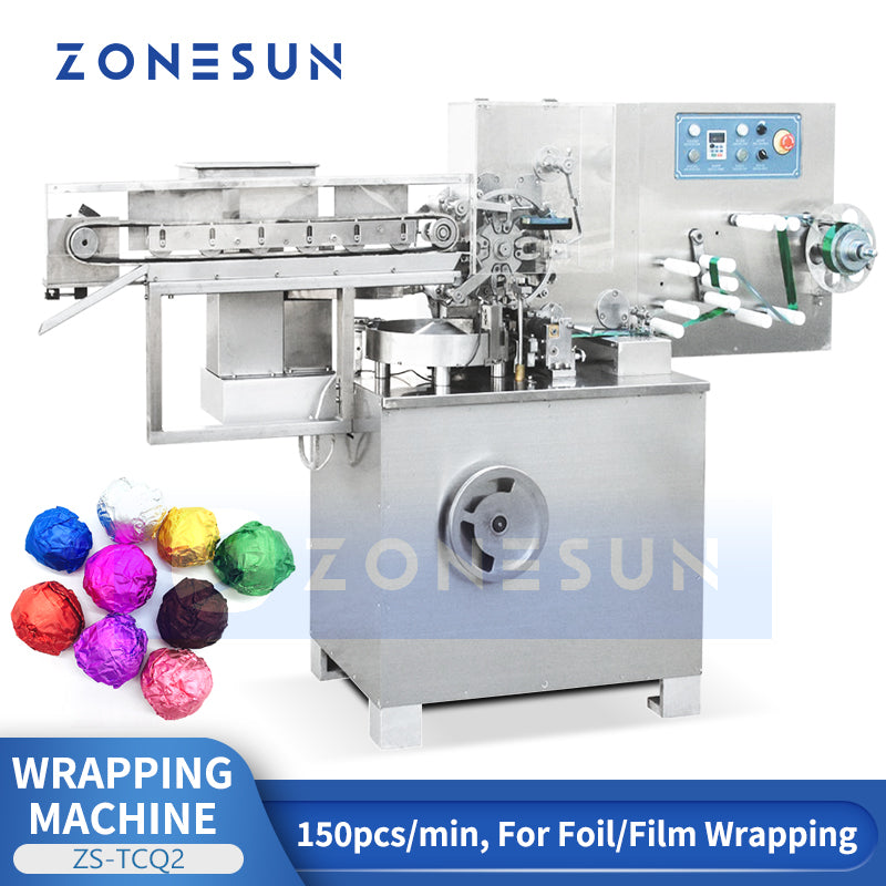 ZONESUN ZS-TCQ2 High-Speed Chocolate Ball Wrapping Machine | Automatic Foil Packaging for Spherical Candies