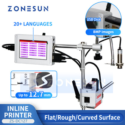 ZONESUN ZS-DC127 Inline Printer with Conveyor for Packaging Lines