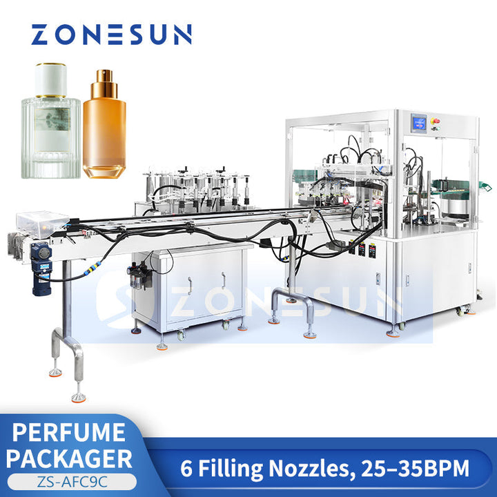 ZONESUN ZS-AFC9C Automatic Perfume Vacuum Bottle Filling and Capping Packaging Machine