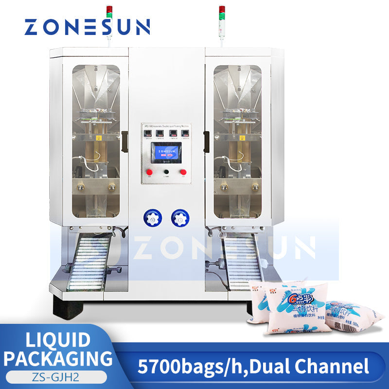 Zonesun ZS‑GJH2 Dual Channel Liquid Pouch Filling and Sealing Machine