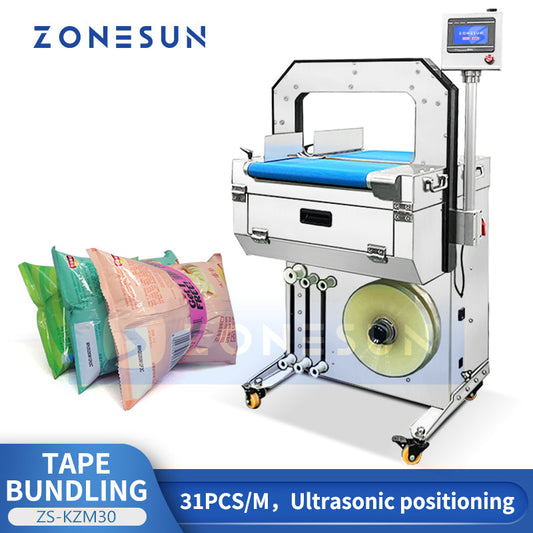 Zonesun ZS-KZM30 Automatic Tape Bundling Machine, Ultrasonic Heat-Seal