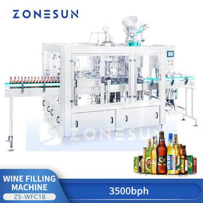 Zonesun ZS‑WFC18 Fully Automatic Beer Bottling and Capping Monoblock
