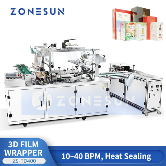 ZONESUN ZS-TD400 Automatic 3D Cellophane Wrapping Machine for Cosmetics and Boxes