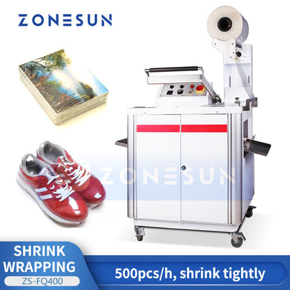 ZONESUN ZS-FQ400 Semi Automatic Shrink Wrapping Machine L-Type Sealing Wrapper Bottles Boxes Cartons Packaging