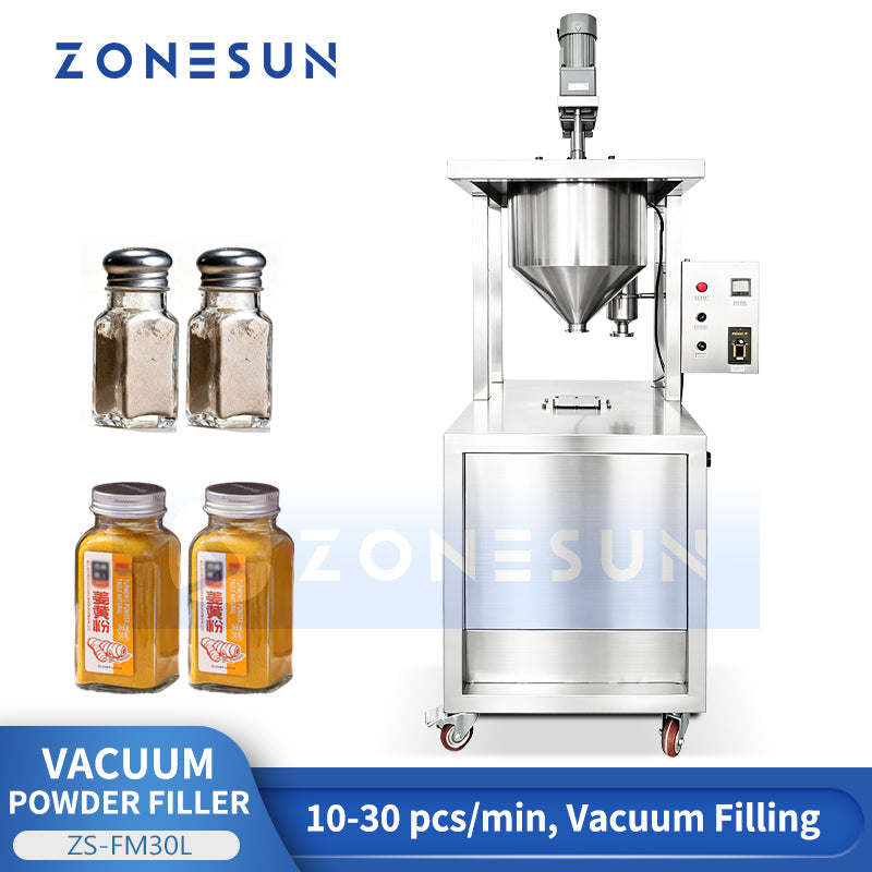 ZONESUN ZS-FM30L Dust-Free Vacuum Powder Filler Pro Filling Machine for Ultra-Fine Powders & Spices (10-30 pcs/min)