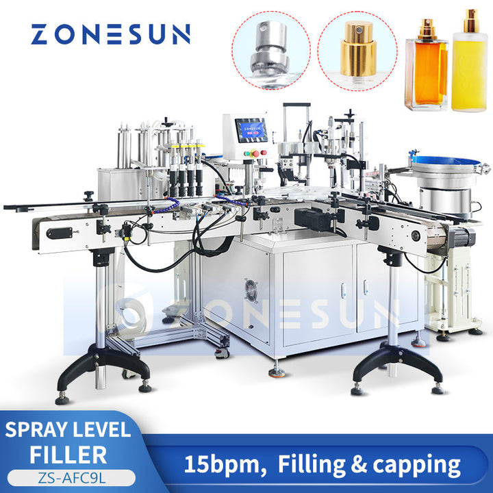 Zonesun ZS-AFC9L Automatic Spray Level Filler & Crimping Capper for Perfume Glass Bottles