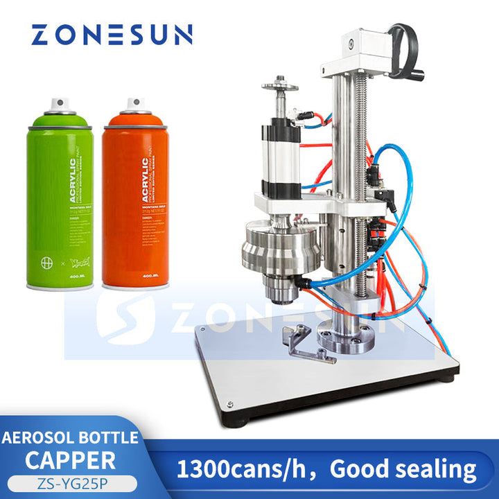 Macchina aggraffatrice pneumatica per bombolette aerosol ZONESUN ZS-YG25P, sigillatrice per flaconi spray in alluminio