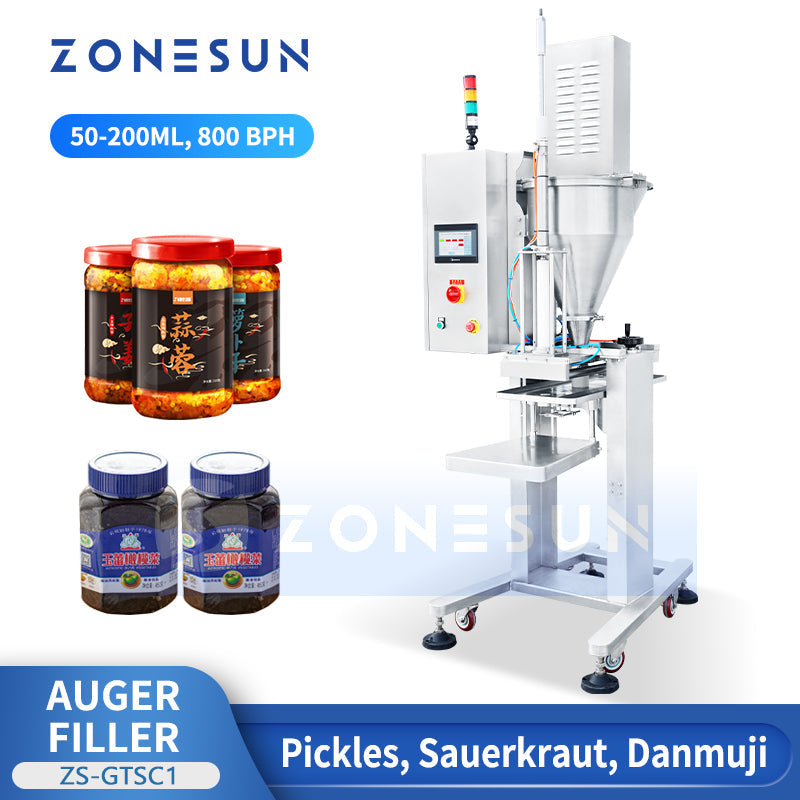 ZONESUN ZS-GTSC1 Semi-Automatic Auger Filler for Pickled & Stripped Food Packing