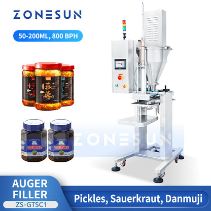 ZONESUN ZS-GTSC1 Semi-Automatic Auger Filler for Pickled & Stripped Food Packing