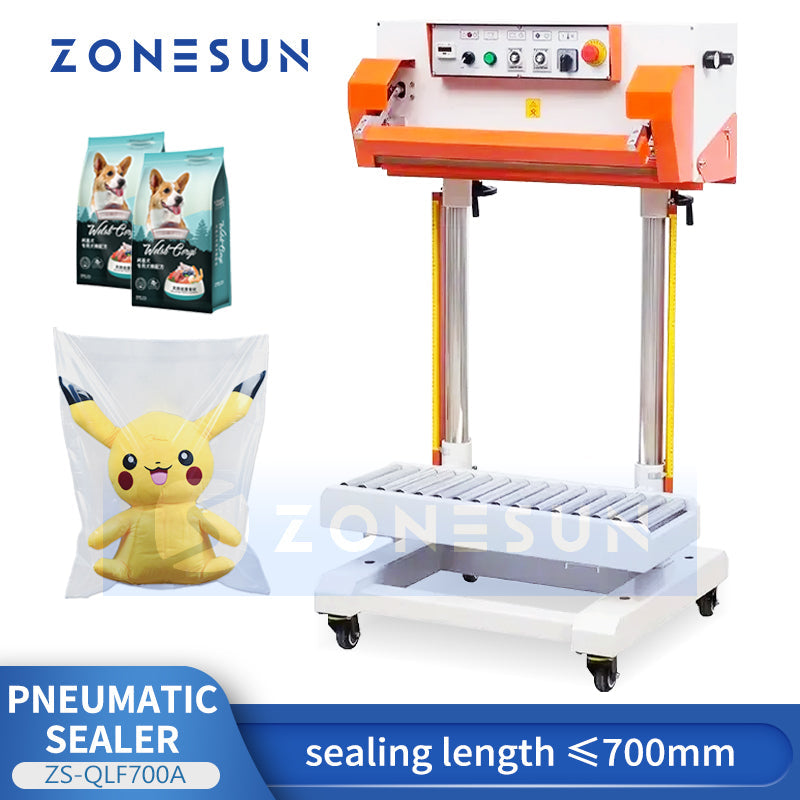 Zonesun ZS‑QLF700A Pneumatic Vertical Band Sealer with Conveyor