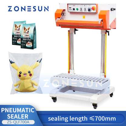 Zonesun ZS‑QLF700A Pneumatic Vertical Band Sealer with Conveyor