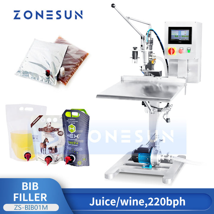 ZONESUN ZS-BIB01M Semi-Automatic Bag-In-Box (BIB) Filling Machine for Juice, Wine and Liquid Packaging