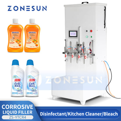 Zonesun ZS‑YTCR4 Four‑Head Chemical Liquid Piston Filling Machine
