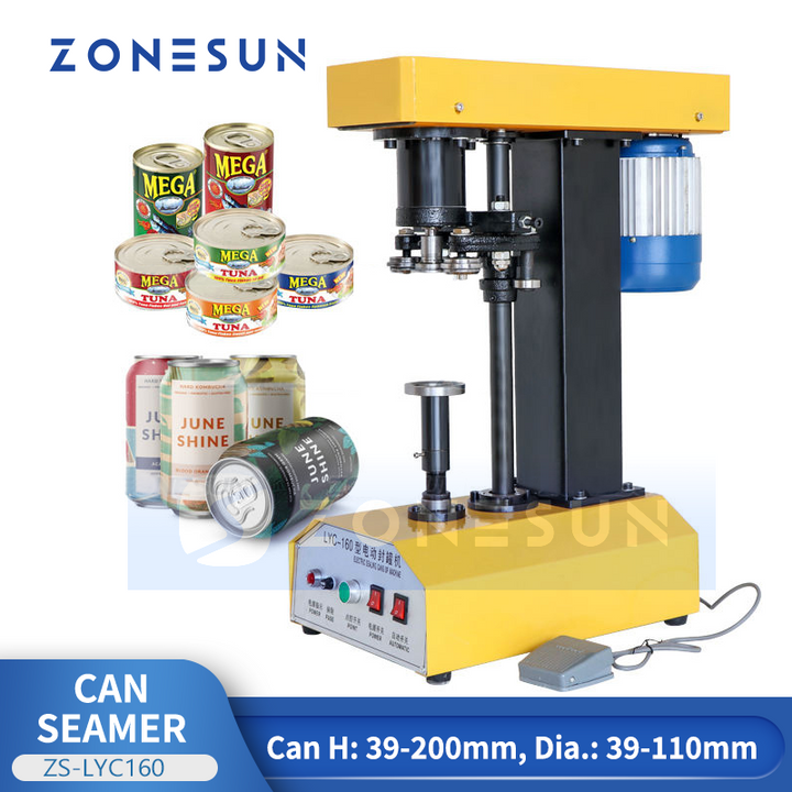 ZONESUN ZS-LYC160 Sigillatrice automatica per barattoli in PET, plastica, vetro, banda stagnata e carta