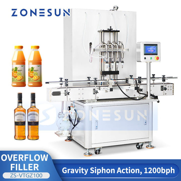 Zonesun ZS‑VTGZ100 Automatic Pressure Overflow Filler Liquid Bottling Equipment