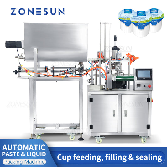 ZONESUN ZS-FS600 Macchina automatica per il riempimento e la sigillatura di vaschette per gelato e yogurt