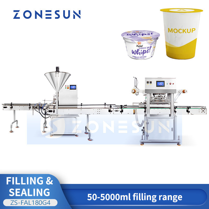 ZONESUN ZS-FAL180G4 Rotor Pump Paste Weighing Filling and Sealing Machine for Cup Puree