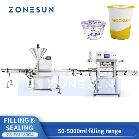 ZONESUN ZS-FAL180G4 Rotor Pump Paste Weighing Filling and Sealing Machine for Cup Puree