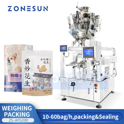 ZONESUN ZS-AFS200 Automatic Rotary Premade Pouch Packing Machine Granules Nuts Filling Weighing Equipment