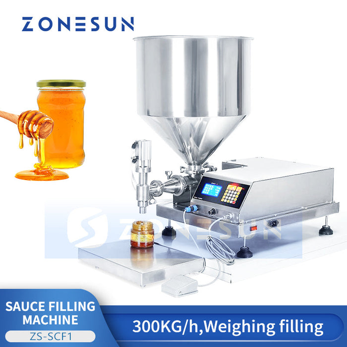 Zonesun ZS-SCF1 Semi-Automatic Viscous Paste Weight Filler for Jar Honey & Food Sauces