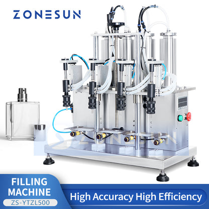 ZONESUN ZS-YTZL500 Semi-Automatic Vacuum Liquid Filling Machine for Perfume & Essential Oil (1-4 Nozzles Optional)